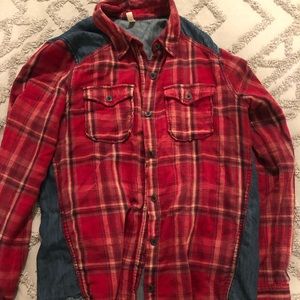 Free People flannel and denim shirt